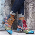 Bottines Femme Similicuir, Motif Fleuri, vue 3