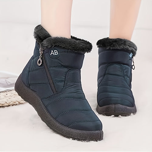 Bottes d'Hiver Femme Matelassées, Fermeture Zip – coloris bleu