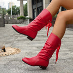 Bottes Mi-Mollet Femme, Ruban Décoratif, vue 3