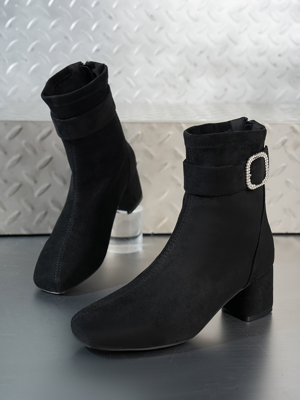 Bottines Femme Bout Carré, Talon Bloc, vue 2