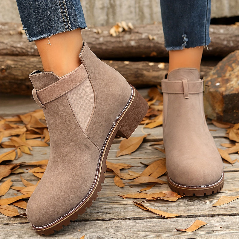 Bottines Chelsea Femme Aspect Daim, Boucle – coloris gris rosé