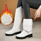 Bottes Hautes Femme Matelassées, Fermeture Zip – coloris blanc