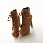Bottines Plateforme Femme Similicuir, Lacets et Boucles, vue 5
