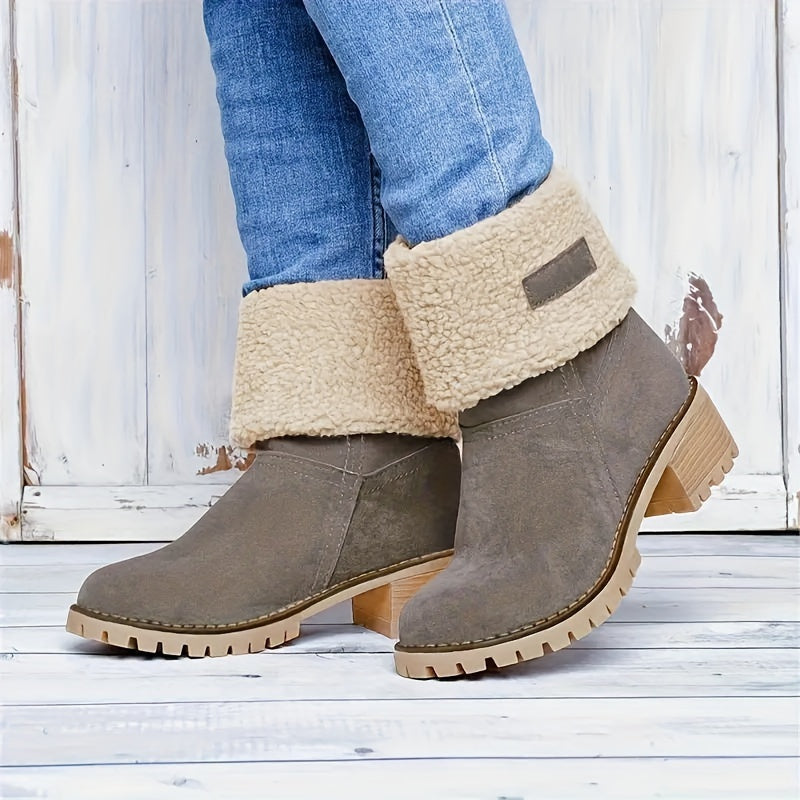 Bottines Femme Flanelle, Bordure Peluche, vue 3