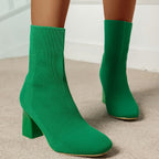 Bottes Chaussettes Femme en Tricot, Talon Bloc, vue 11