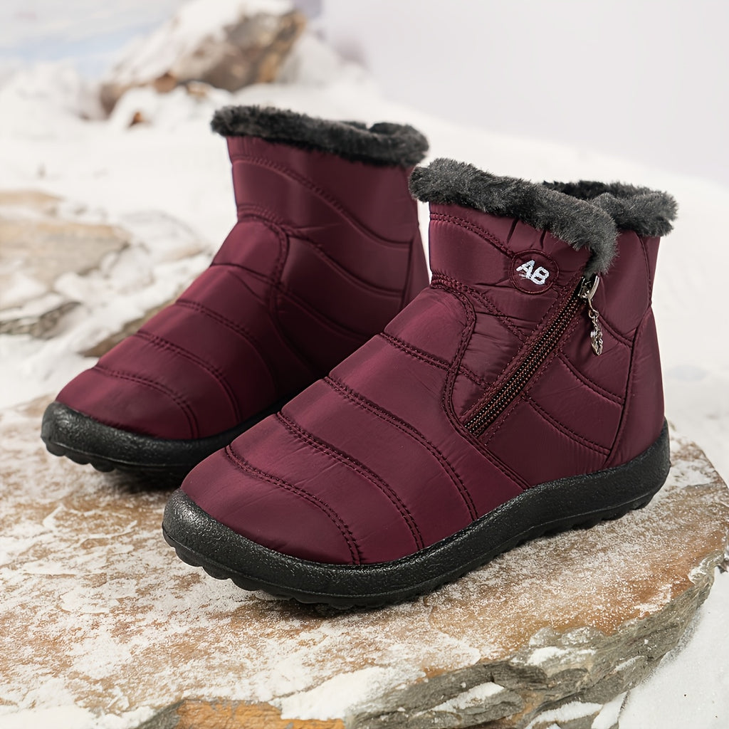 Bottes de Neige Femme, Semelle Plate – coloris rouge