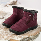 Bottes de Neige Femme, Semelle Plate – coloris rouge
