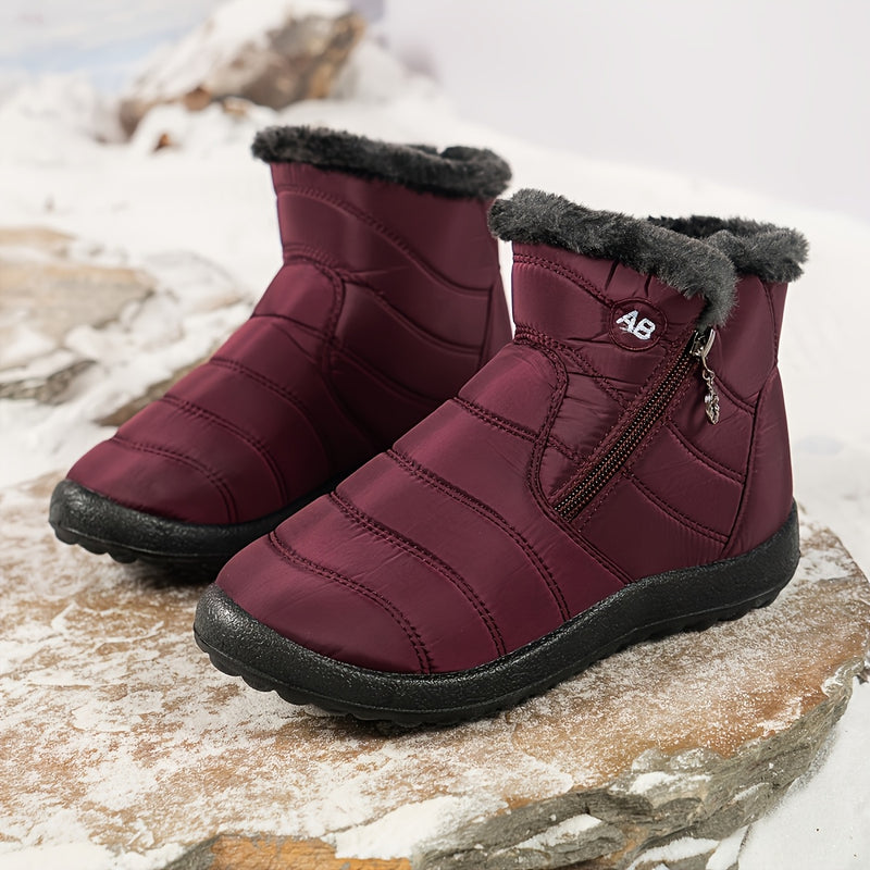 Bottes de Neige Femme, Semelle Plate – coloris rouge