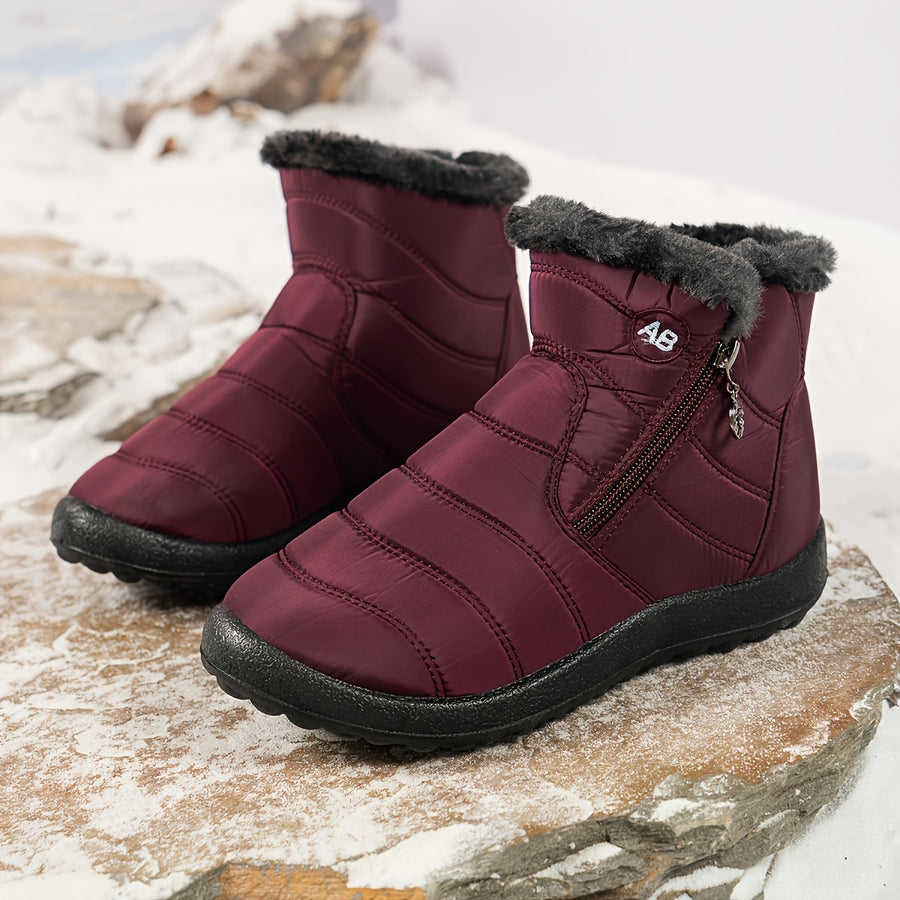 Bottes de Neige Femme, Semelle Plate – coloris rouge