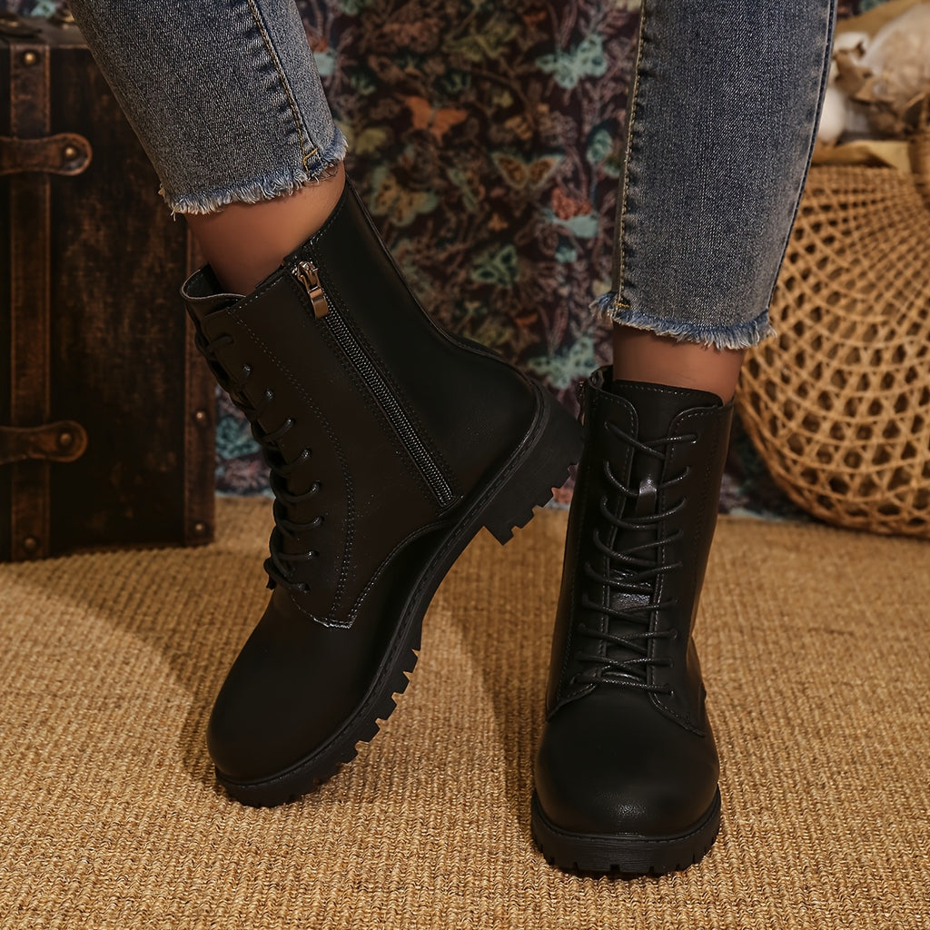 Bottes Motardes Femme, Lacets et Fermeture Zip, vue 7