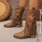 Bottes Femme Similicuir, Franges et Clous, vue 7