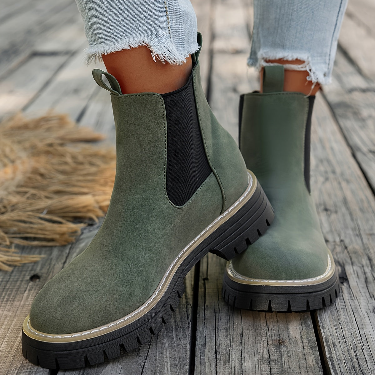 Bottes Chelsea Femme Similicuir Mat, Semelle Crantée, vue 7
