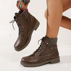 Bottes Femme Western Similicuir, Col Tricoté – coloris marron foncé