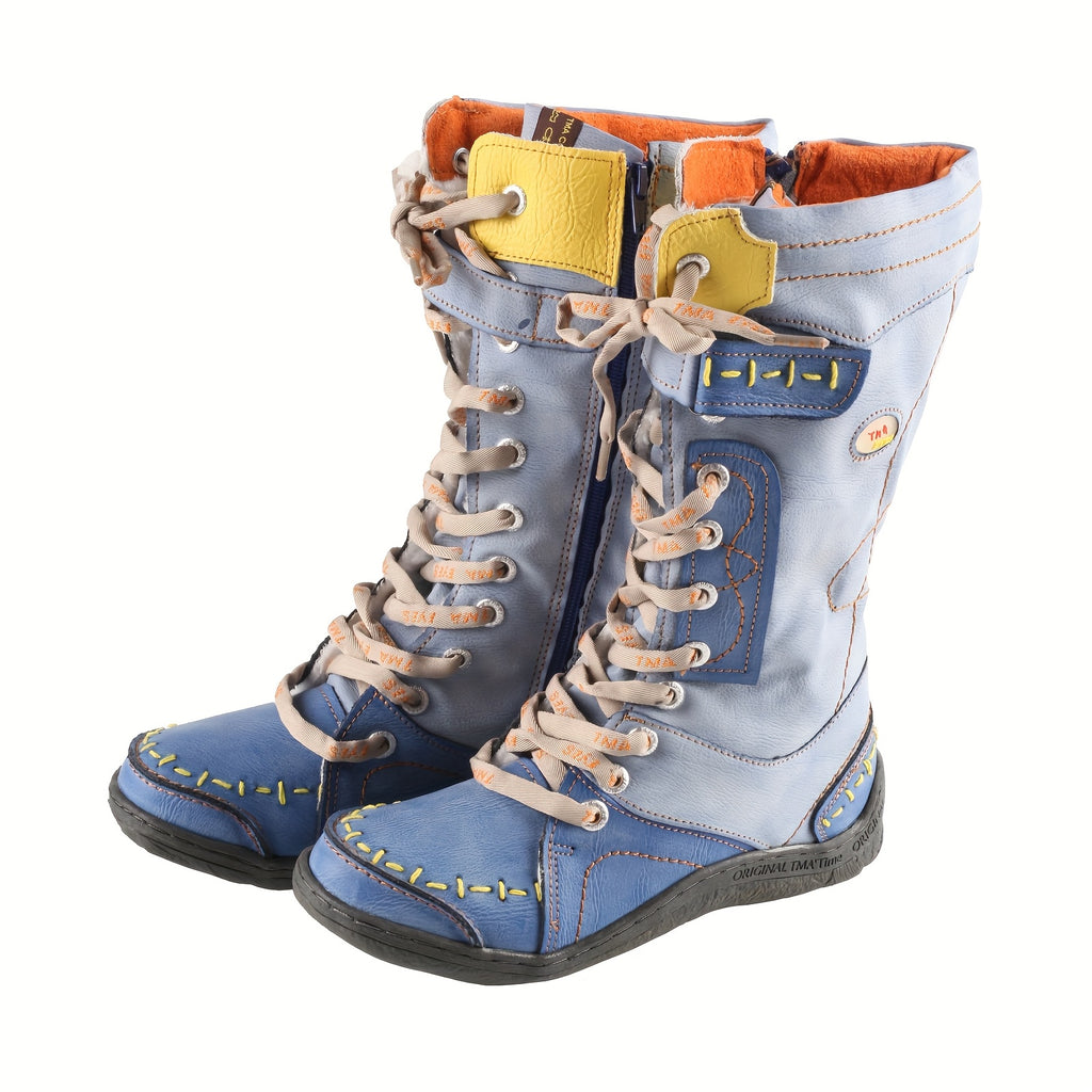 Bottes à Lacets Femme Mi-Hautes et Zippées, 7 Coloris – coloris bleu ciel