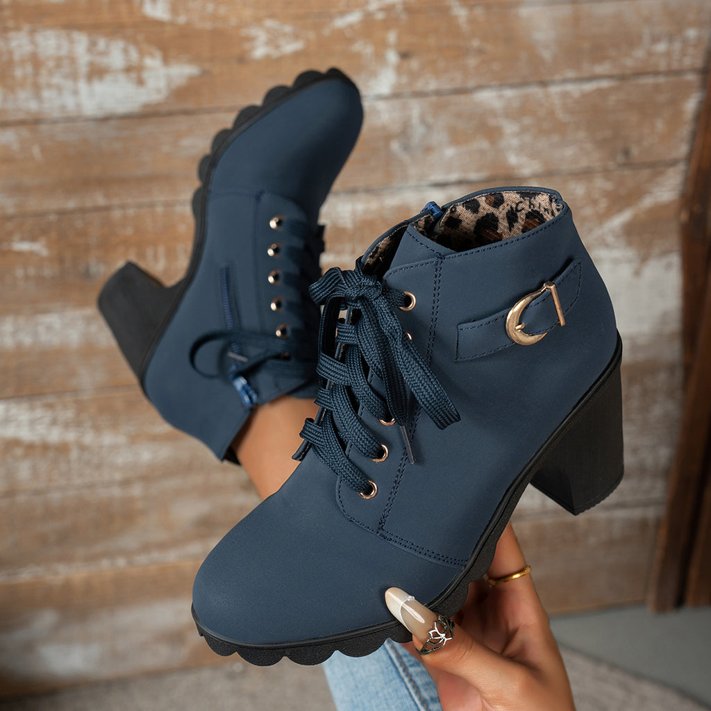 Bottines Femme à Lacets, Talon Bloc, vue 5