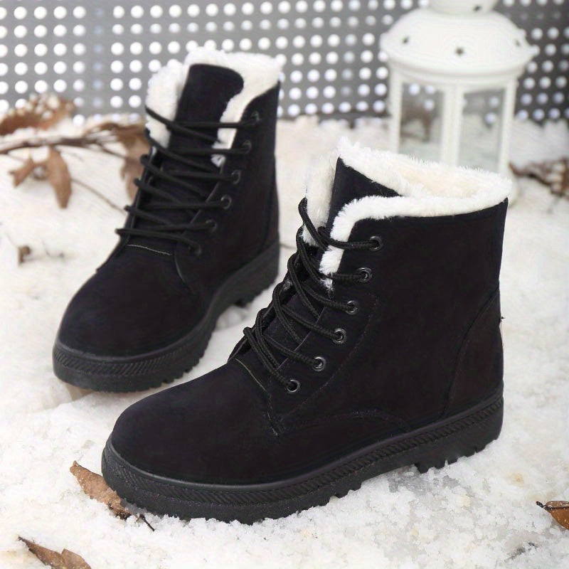 Bottes Femme à Lacets, Fourrées, Mi-Mollet – coloris noir
