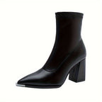 Bottines Femme Similicuir, Talon Haut, Bout Pointu Métal, vue 3