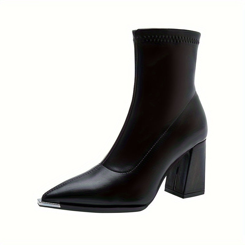 Bottines Femme Similicuir, Talon Haut, Bout Pointu Métal, vue 3