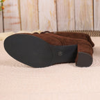 Bottes à Lacets Femme Mi-Mollet, Talon Bloc Haut, vue 2