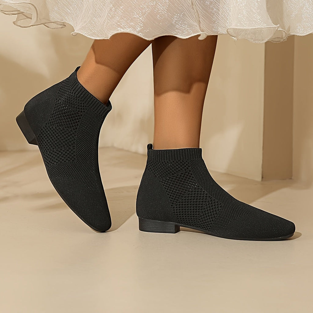 Bottines Chaussettes Femme Tricot, Bout Carré, vue 5