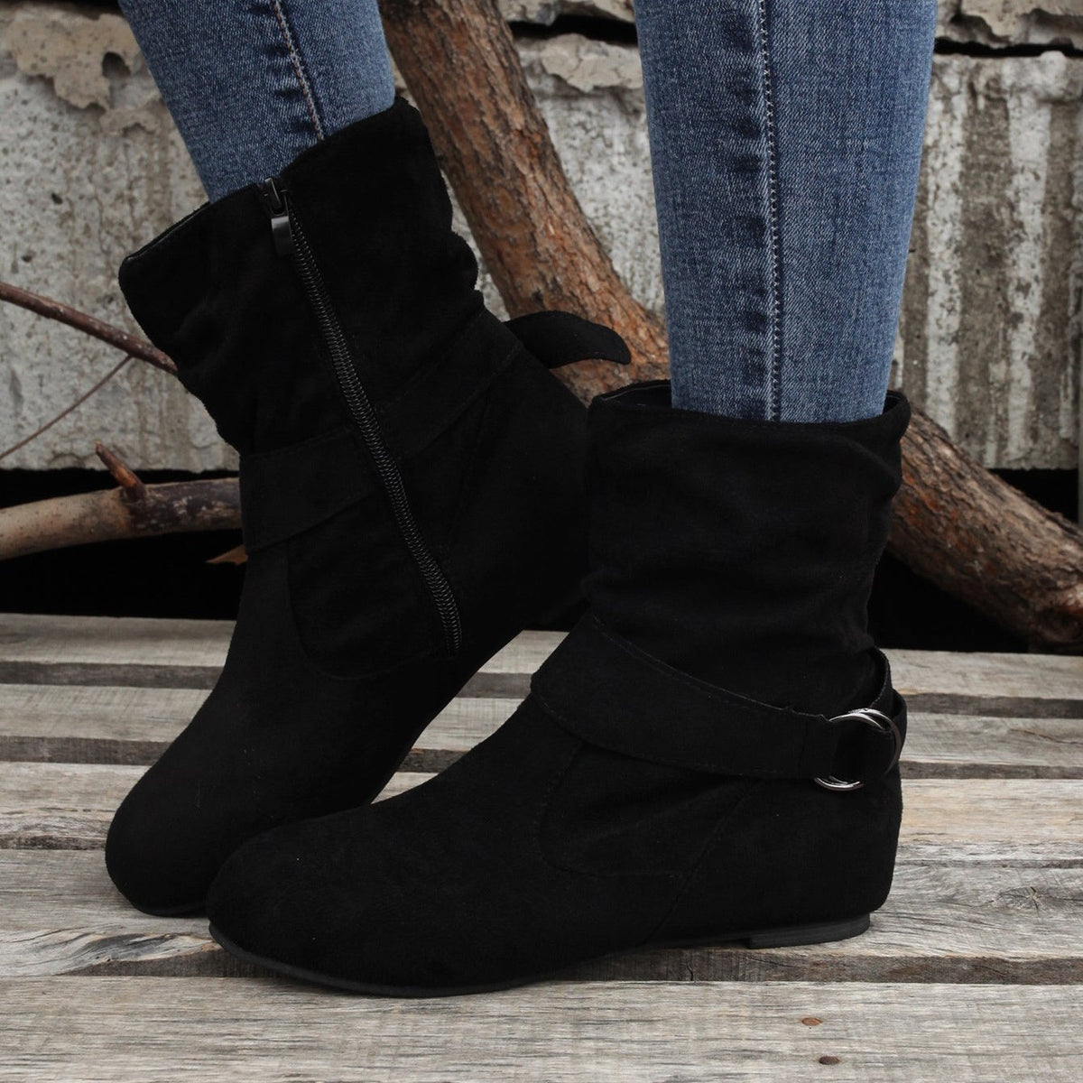 Bottines Femme Tissu, Fermeture à Boucle, vue 3