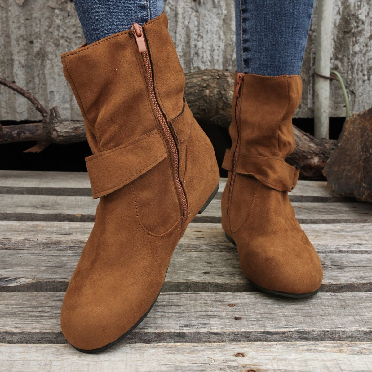 Bottines Femme Tissu, Fermeture à Boucle, vue 4