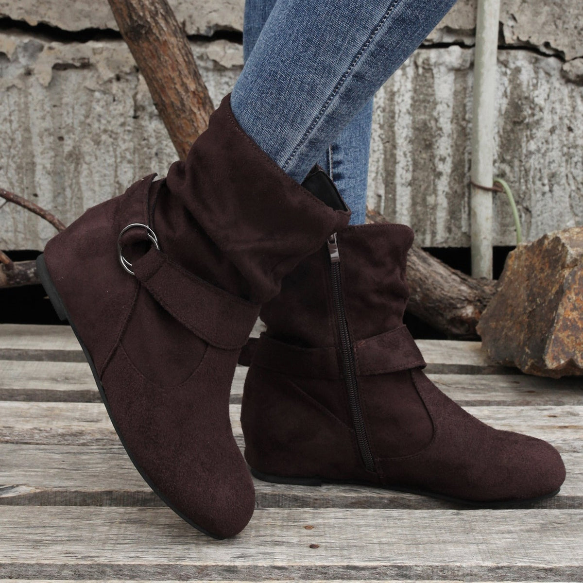 Bottines Femme Tissu, Fermeture à Boucle, vue 5