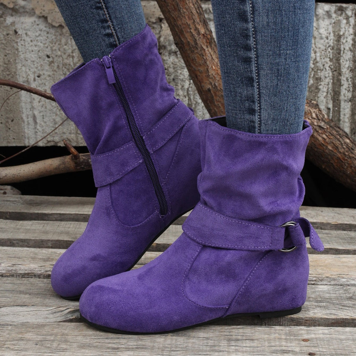 Bottines Femme Tissu, Fermeture à Boucle, vue 6