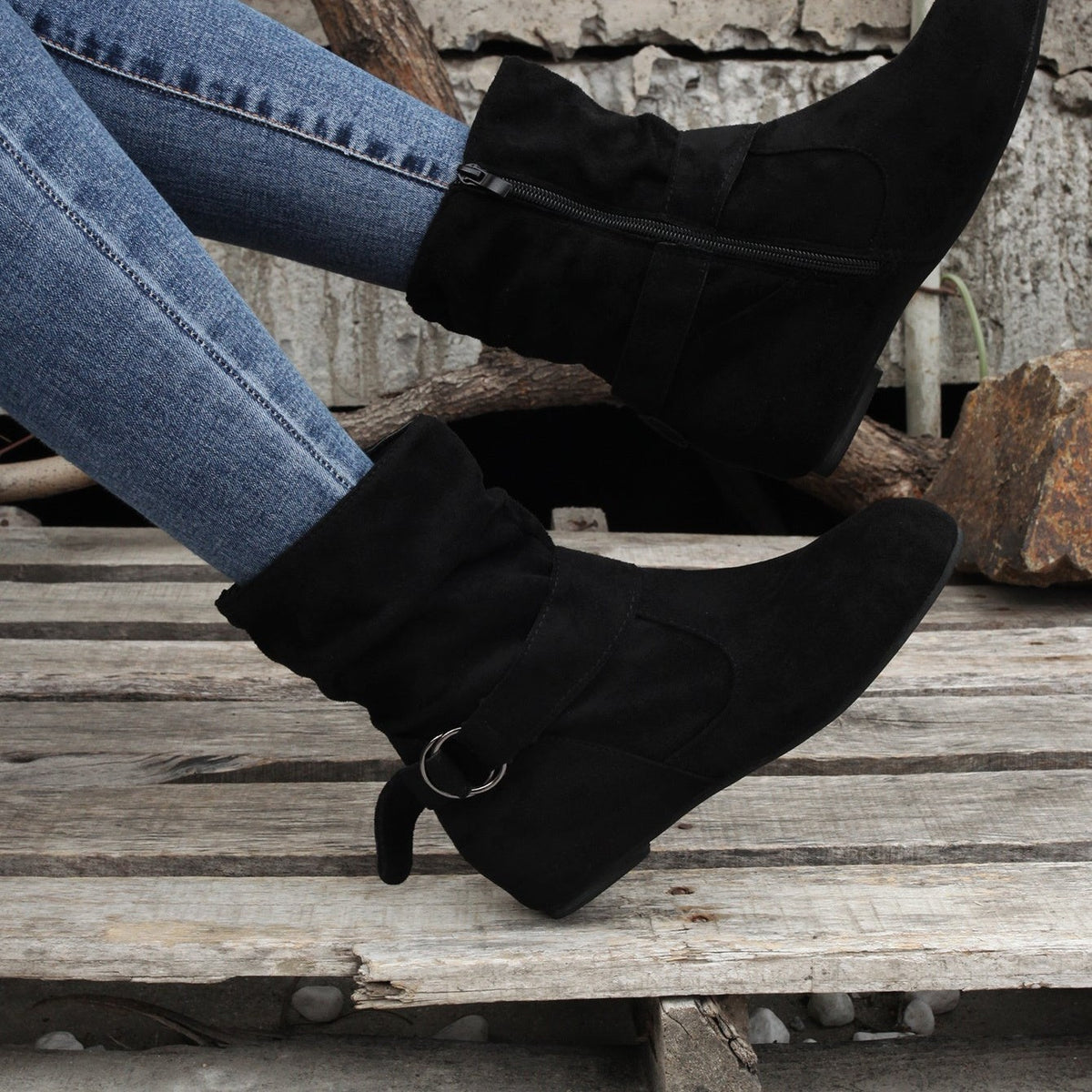 Bottines Femme Tissu, Fermeture à Boucle, vue 8