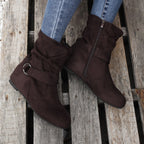 Bottines Femme Tissu, Fermeture à Boucle – coloris marron foncé