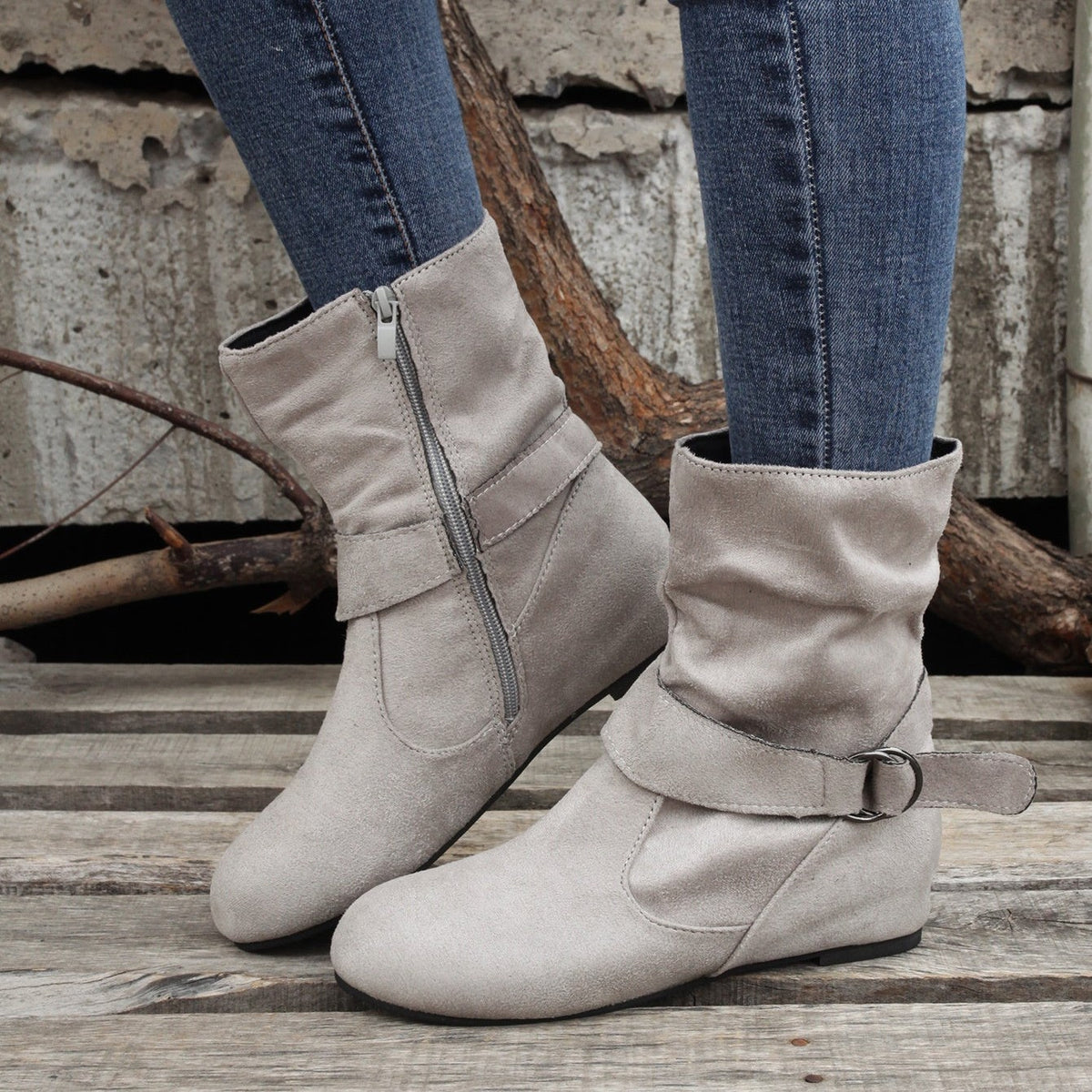 Bottines Femme Tissu, Fermeture à Boucle, vue 10
