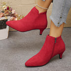 Bottines Femme Bout Pointu, Talon Kitten, 4 Coloris – coloris rouge, vue 3