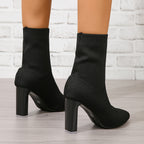 Bottes Chaussettes Femme Maille, Talon Haut, Rouge ou Noir, vue 3