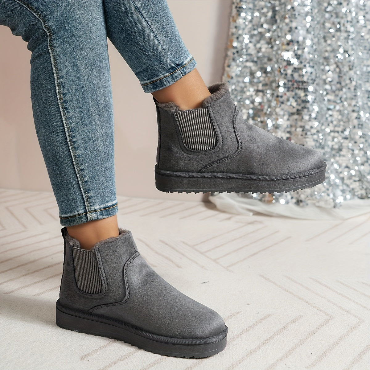 Bottines Chelsea Femme Plateforme, Chameau ou Gris, vue 6