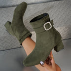 Bottines Femme Bout Carré, Talon Bloc – coloris vert