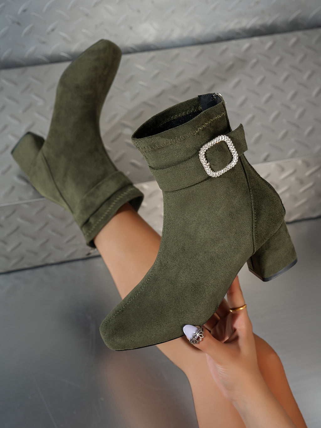 Bottines Femme Bout Carré, Talon Bloc, vue 14