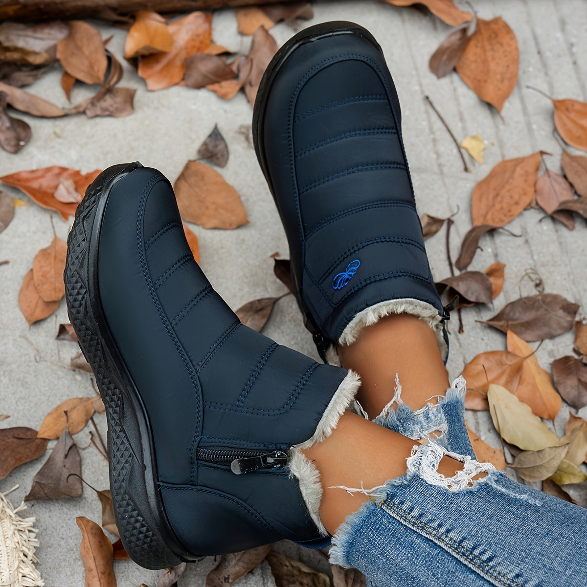 Bottines Courtes Femme à Enfiler, 8 Coloris – coloris bleu marine