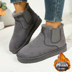 Bottines Chelsea Femme, Col Fausse Fourrure – coloris gris