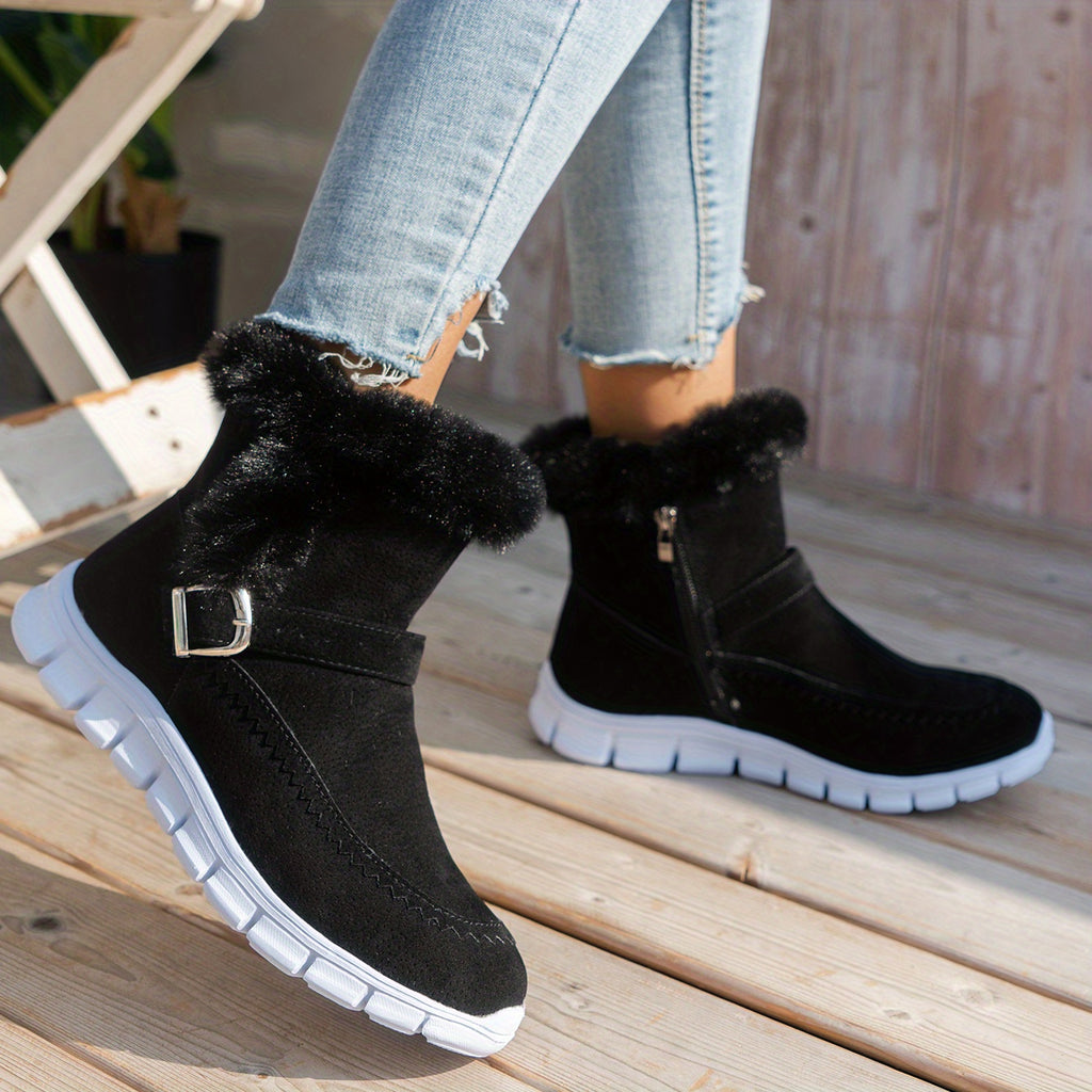 Bottines Femme Cheville, Fourrure Synthétique – coloris noir, vue 2