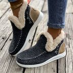 Bottines Femme Cheville, Flanelle, à Enfiler – coloris gris foncé