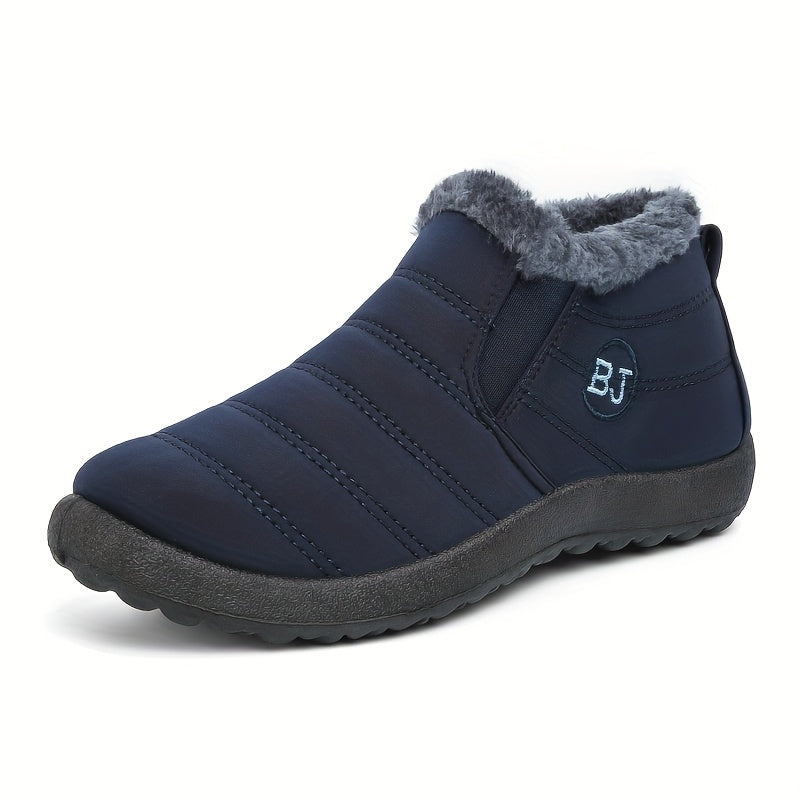 Bottes Hiver Femme à Enfiler, Col Fausse Fourrure – coloris bleu
