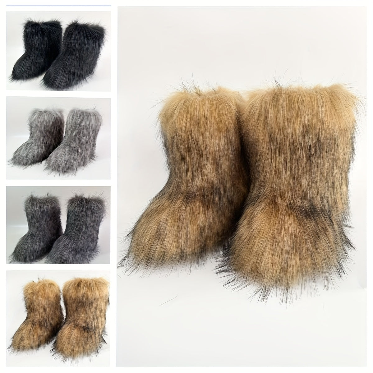 Bottes Femme Fausse Fourrure Longue, Style Renard, vue 4