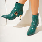 Bottines Femme Effet Croco ou Zèbre, Similicuir, Boucle Dorée, vue 17