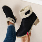 Bottes Fourrées Femme Courtes, Col Sherpa, Aspect Daim, vue 2