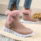 Bottines Fourrées Femme Tissu, Zip Latéral – coloris rose