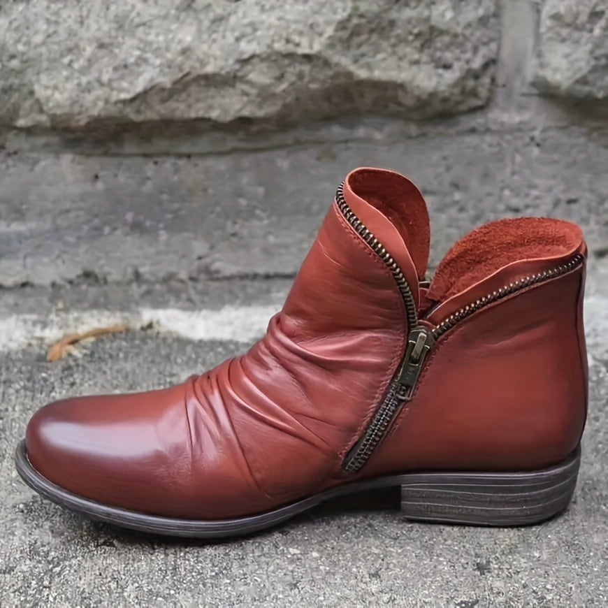 Bottines Femme Double Zip, Talon Bas, vue 4