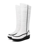 Bottes Femme Matelassées Similicuir, Montante – coloris blanc