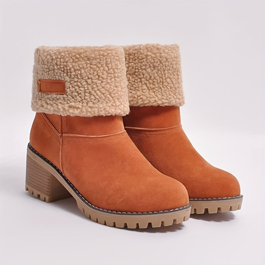 Bottines Femme Flanelle, Bordure Peluche – coloris orange