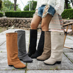 Bottes à Revers Femme Aspect Daim, Sangle à Boucle, vue 4
