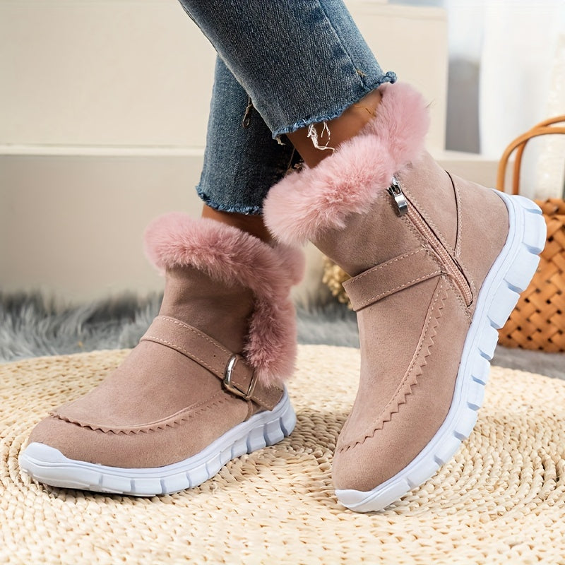 Bottines Fourrées Femme Tissu, Zip Latéral, vue 5